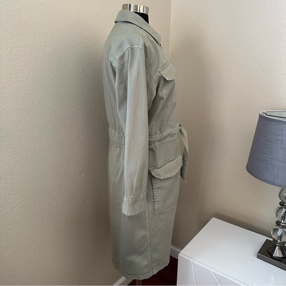 J.CREW Cinched Waist Utility Midi Dress Iced Pine Sage Green Stretch Chino Sz 8 - Picture 9 of 16